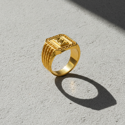 Royal Textured Crest Wide Band Ring for Men