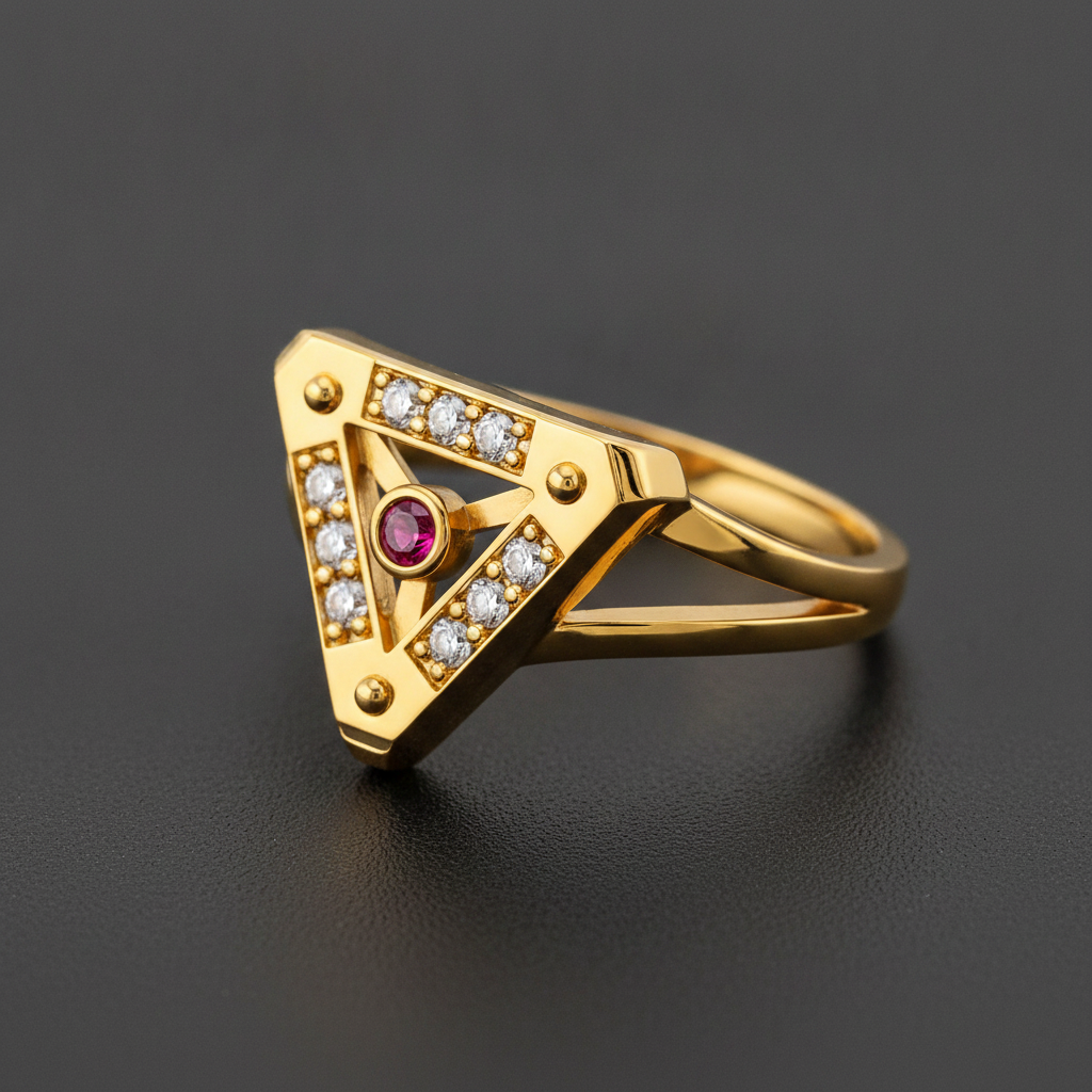 Royal Ruby Trigon Radiance Statement Ring for Women