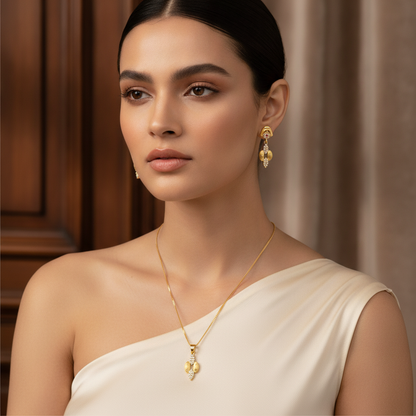 NUGOLD Luxe Crystal Bloom Pendant Necklace & Earrings Set