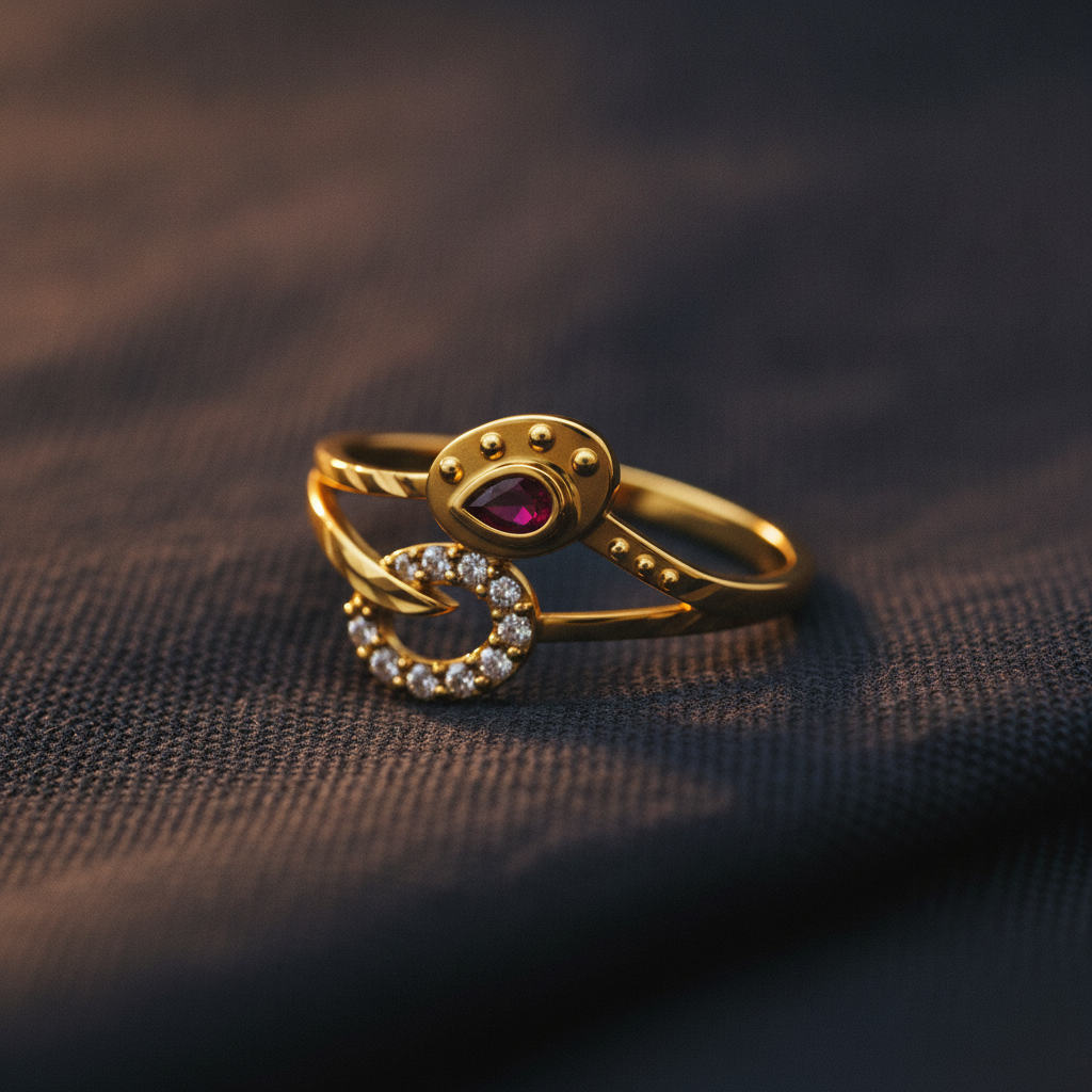 Royal Ruby Crystal Floral Wrap Statement Ring