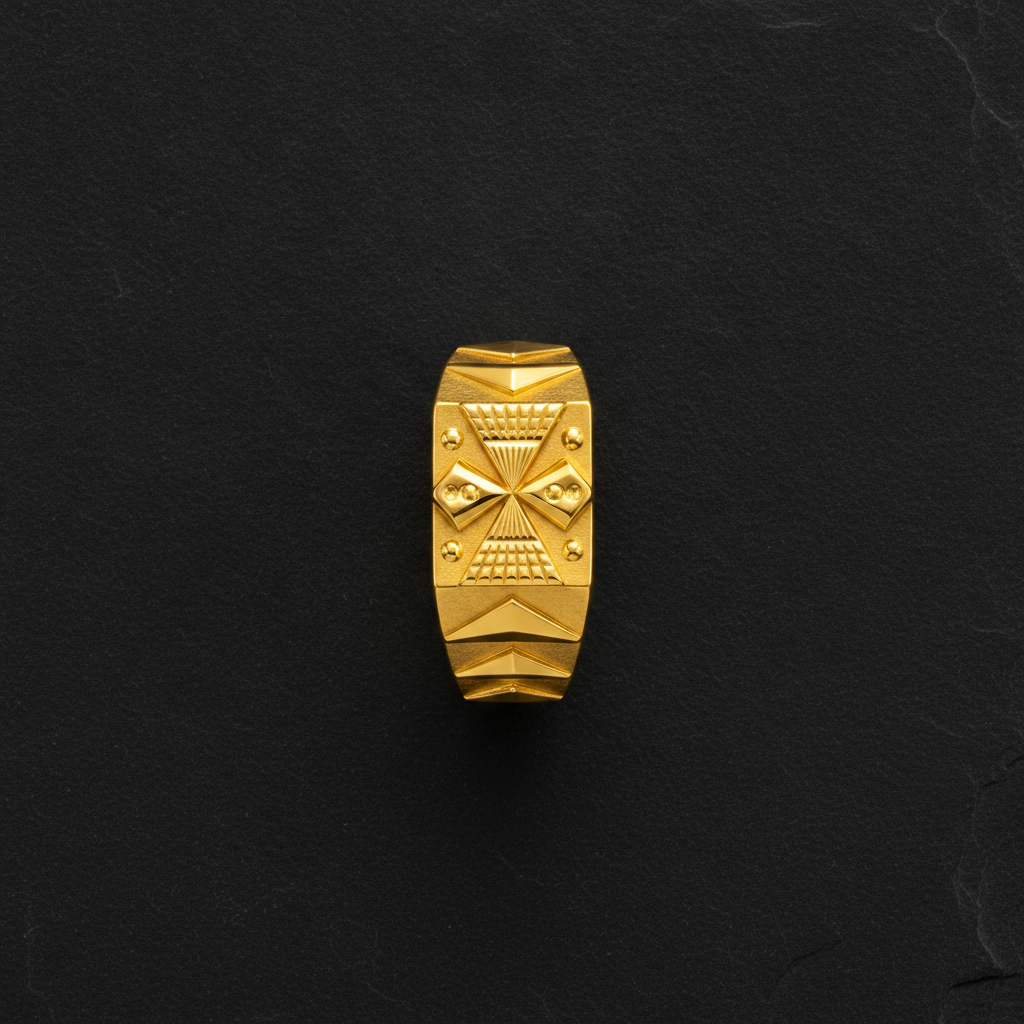 Imperial Diamond Crest Geometric Ring for Men