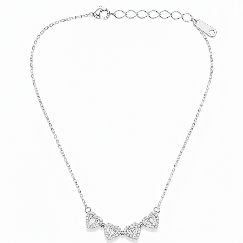 Love Sparkle Triple Heart Necklace for Women