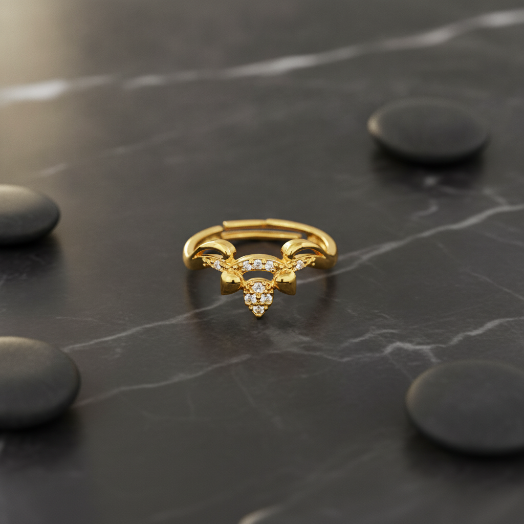 NUGOLD Deer Antler CZ Adjustable Ring for Women