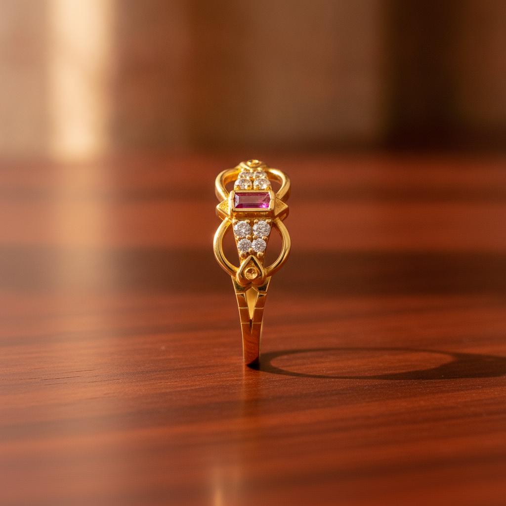 Regal Ruby Infinity Crest Statement Ring for Women