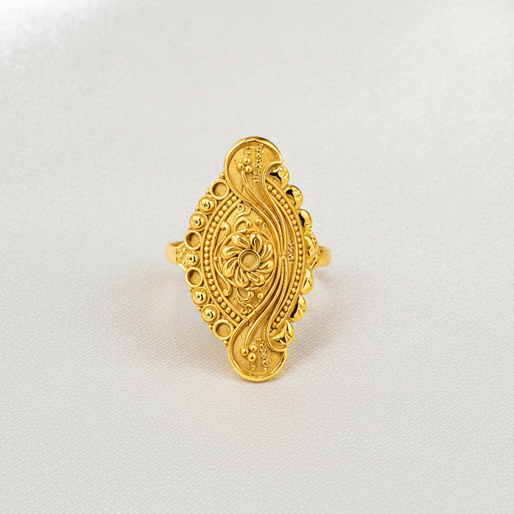 NUGOLD Traditional Floral Filigree Adjustable Ring for Women