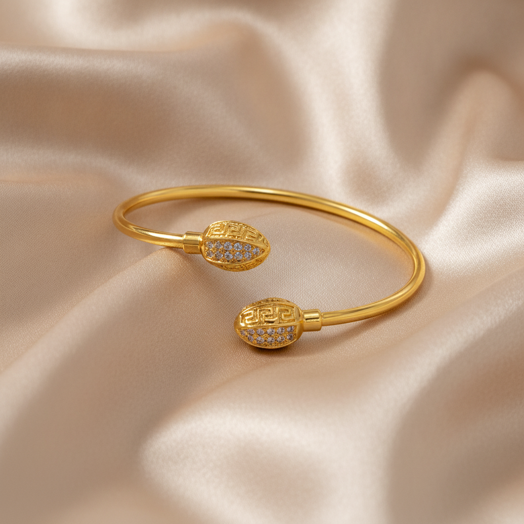 Luxury Oval Greek Key Open Kada Bracelet for women & girls
