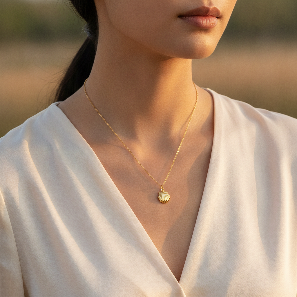 NUGOLD Seashell Charm Pendant Necklace for Women
