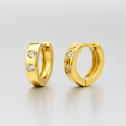 NuGold Radiance Crystal Studded Gold-Toned Hoop Earrings for Women