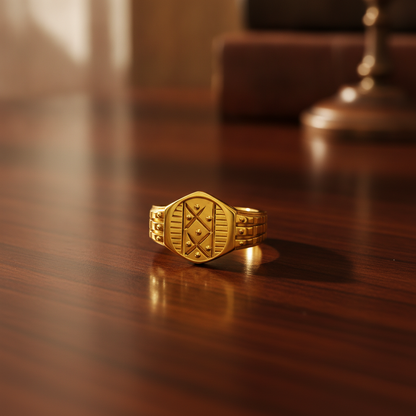 Royal Geo Crest Statement Ring for Men