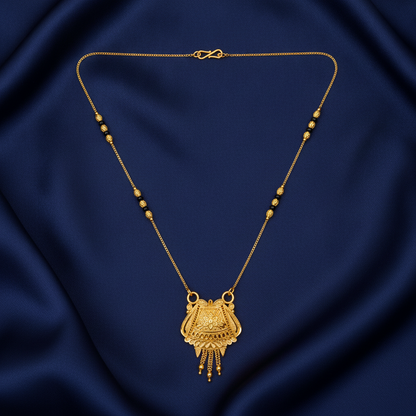 NUGOLD Ethnic Black Bead Mangalsutra with Antique Pendant