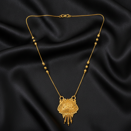 NUGOLD Ethnic Black Bead Mangalsutra with Antique Pendant