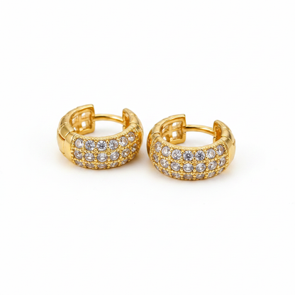 NuGold Luxe Pavé Crystal Gold-Toned Huggie Hoop Earrings for Women
