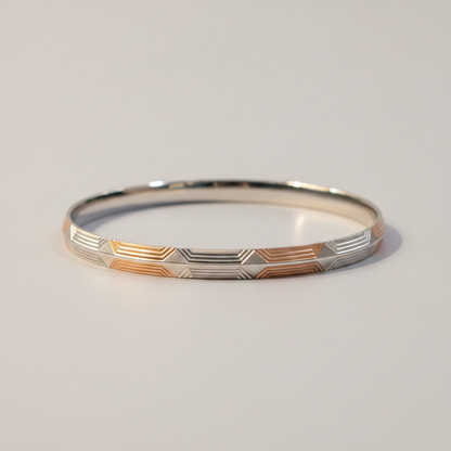 Premium 925 Sterling Silver Rose Gold Hexagon Pattern Kada