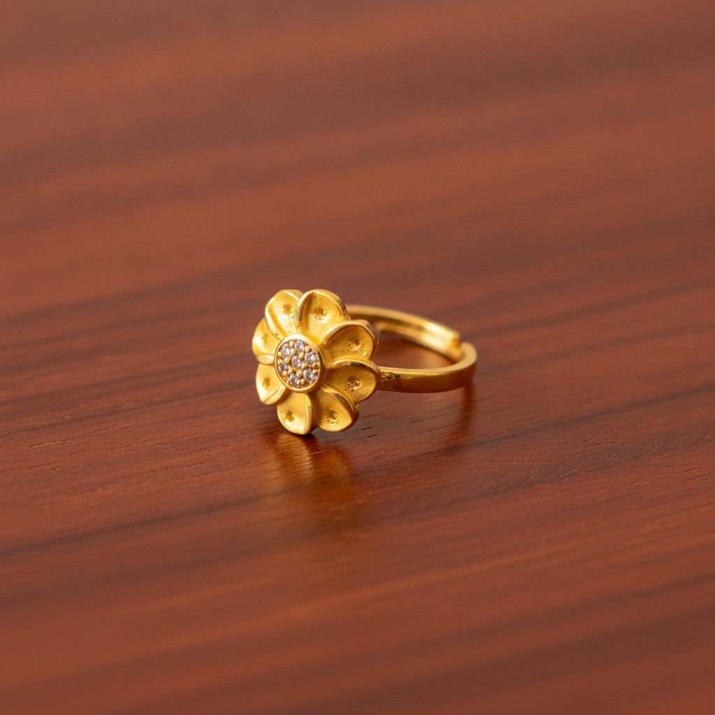 Luxury Floral Adjustable Finger Ring for Women