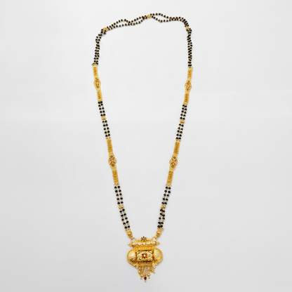 Bridal Traditional Black Bead Mangalsutra with Antique Pendant