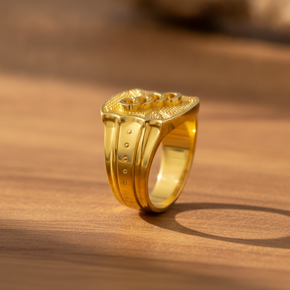 Regal Interlock Crest Statement Ring for Men