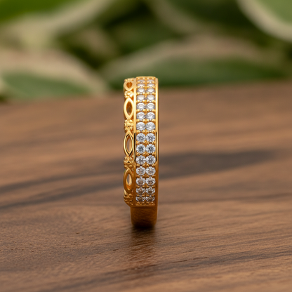 Royal Leafline Pavé Elegance Statement Ring for Women