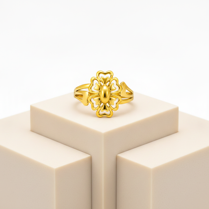 Elegant Floral Openwork Statement Ring for Women