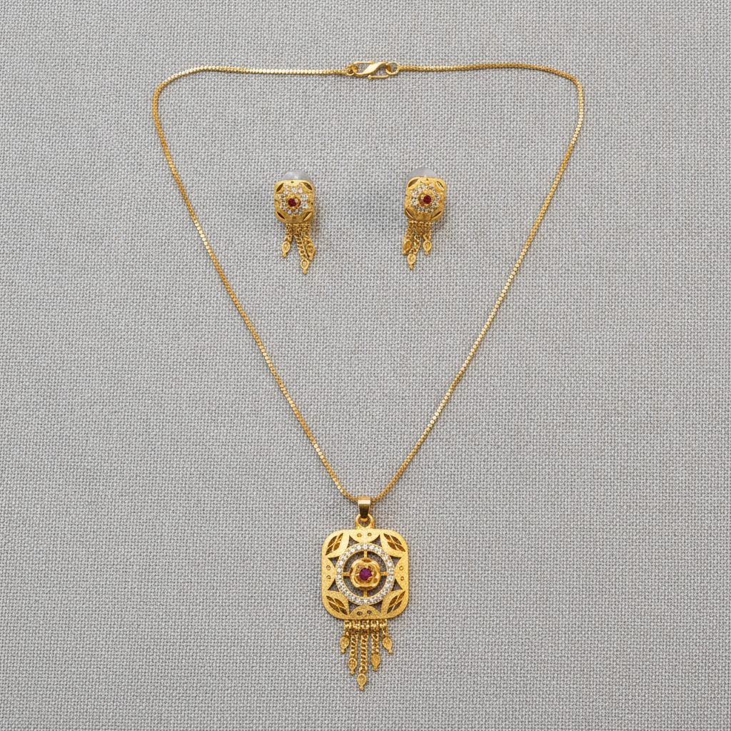 NUGOLD Signature Ruby Elegance Necklace & Earrings Set