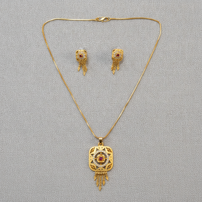 NUGOLD Signature Ruby Elegance Necklace & Earrings Set