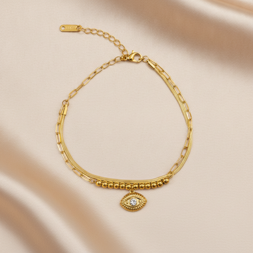 NUGOLD Trendy Double Layer Evil Eye Bracelet