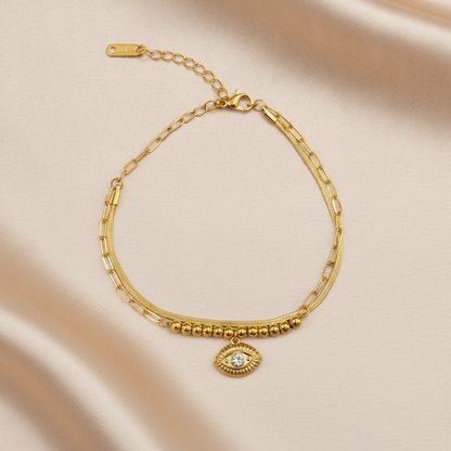 NUGOLD Trendy Double Layer Evil Eye Bracelet