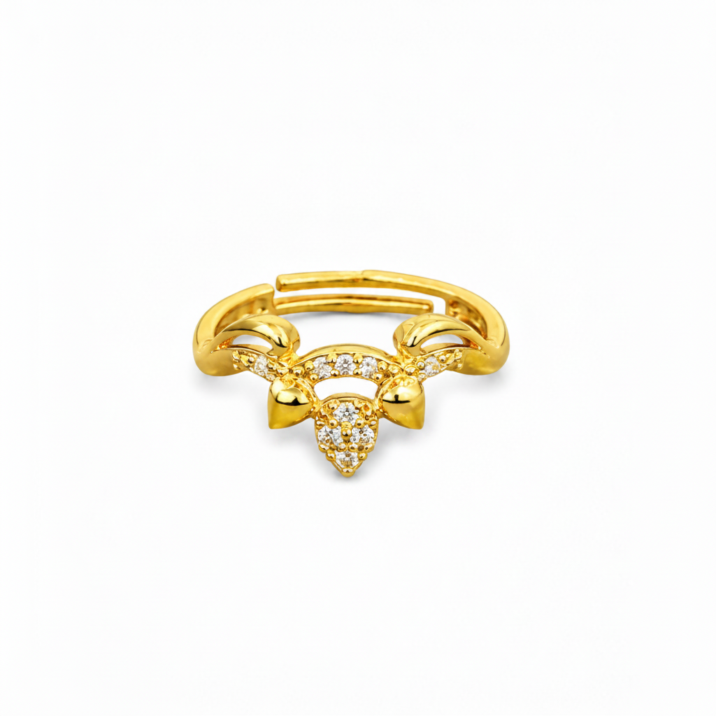 NUGOLD Deer Antler CZ Adjustable Ring for Women