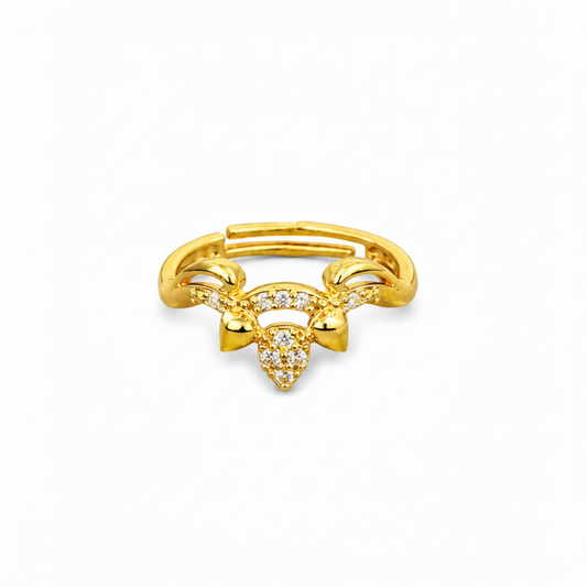 NUGOLD Deer Antler CZ Adjustable Ring for Women