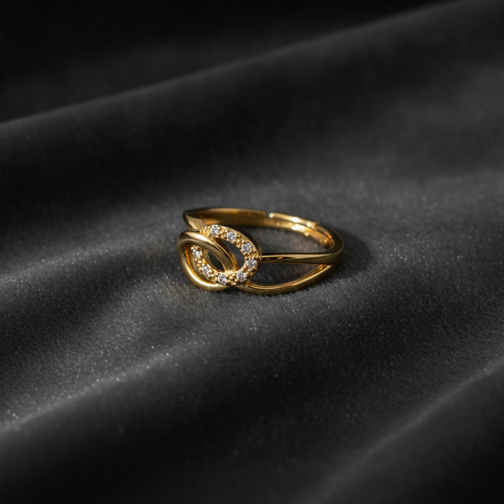 Infinity Loop Cubic Zirconia Open Ring for Women & Girls