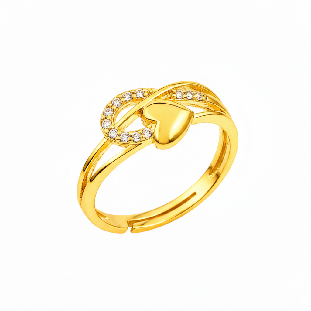 Elegant Heart & Infinity Cubic Zirconia Open Ring
