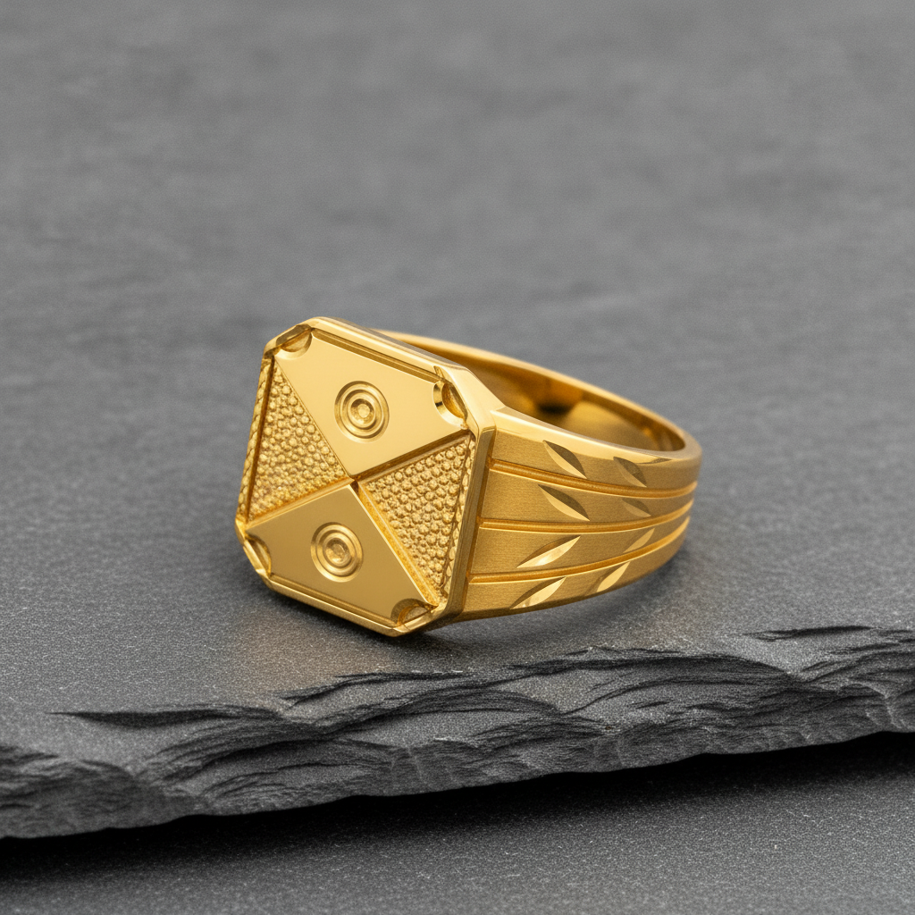 Royal Quad Crest Geometric Signet Ring for Men