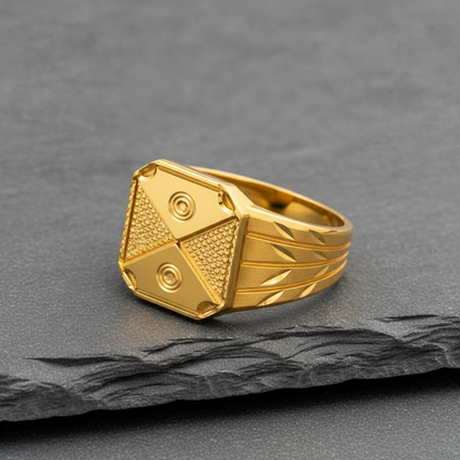 Royal Quad Crest Geometric Signet Ring for Men