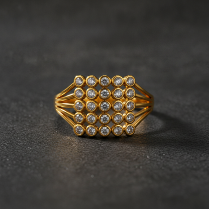 Royal Radiance Grid Sparkle Statement Ring for Women