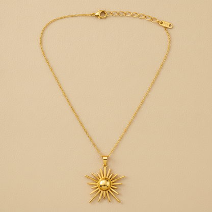 Golden Solstice Sun Necklace for Women