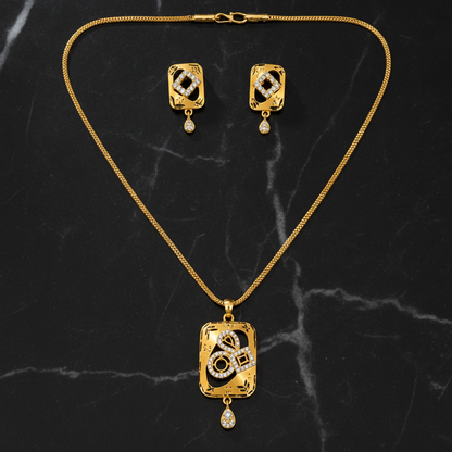Radiant Square CZ Pendant Necklace Set