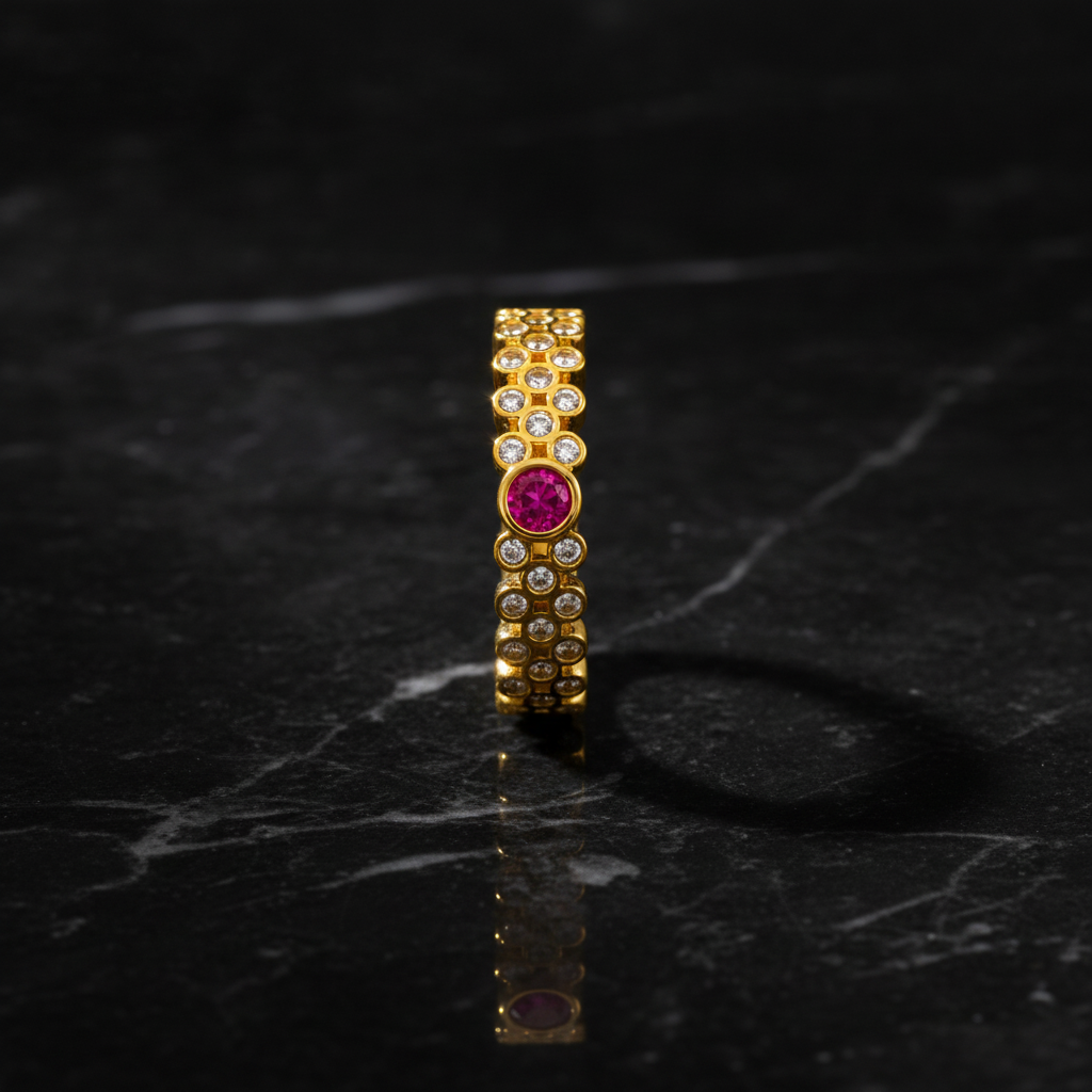 Regal Ruby Halo Cascade Statement Ring for Women