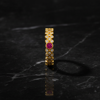 Regal Ruby Halo Cascade Statement Ring for Women