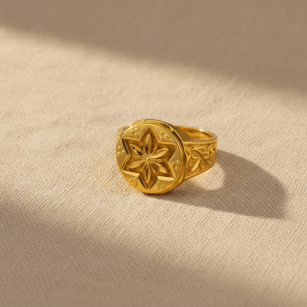 Royal Floral Medallion Heritage Statement Ring for Men