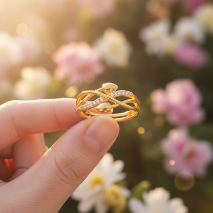 NUGOLD Infinity Leaf CZ Adjustable Ring for Women