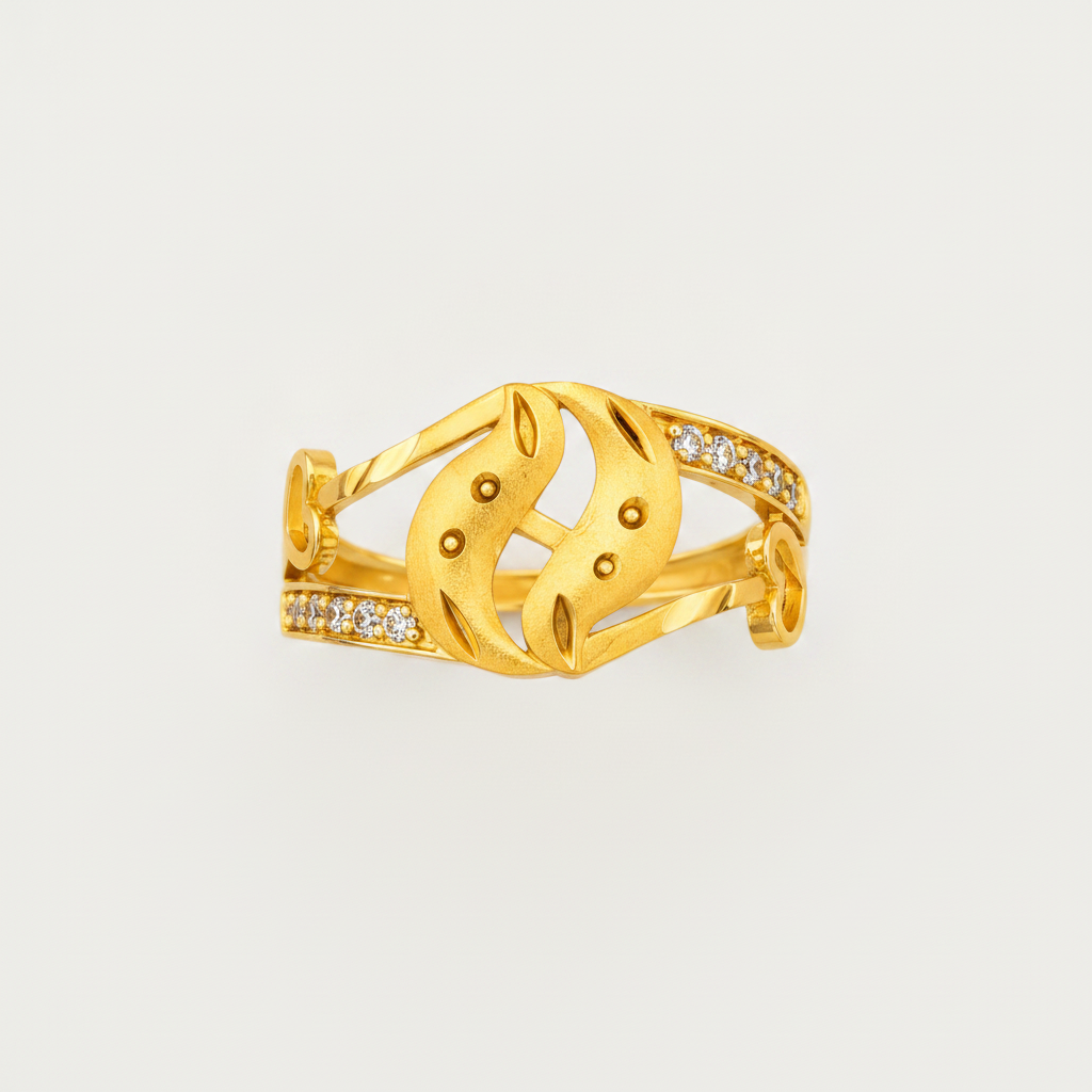 Elegant Leaf Embrace Crystal Ring for Women