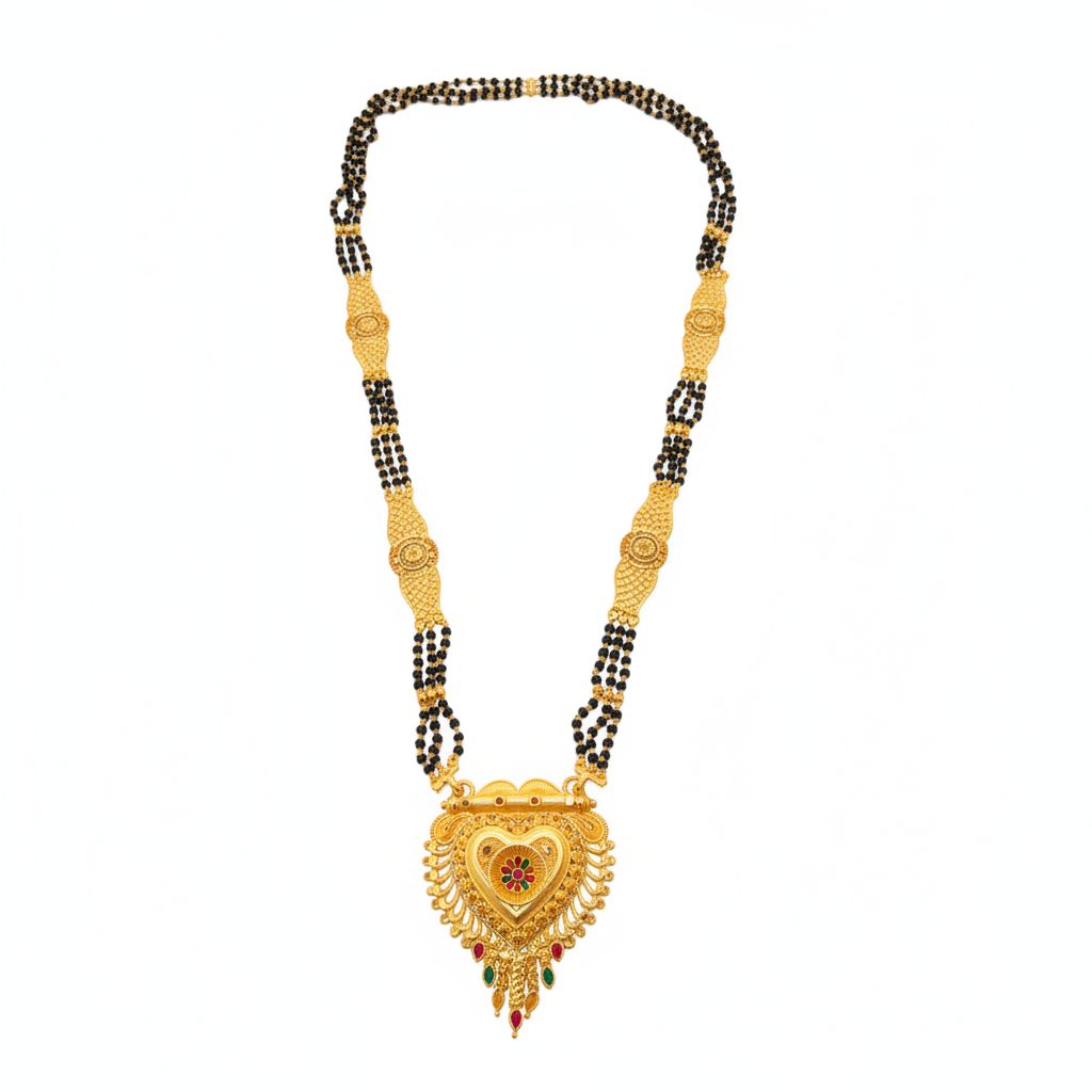 Elegant Bridal Heart Mangalsutra with Intricate Detailing