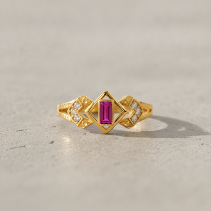 Regal Ruby Prism Embrace Statement Ring for Women