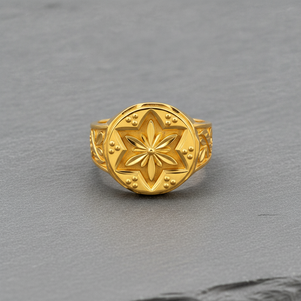 Royal Floral Medallion Heritage Statement Ring for Men