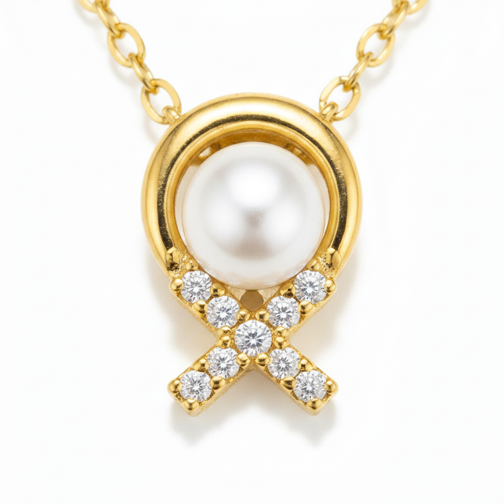 Elegant Gold Bead Chain Necklace with Pearl Pendant