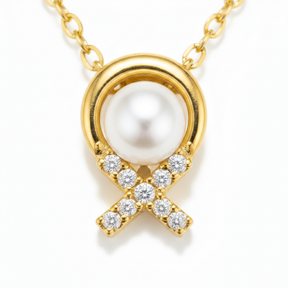 Elegant Gold Bead Chain Necklace with Pearl Pendant