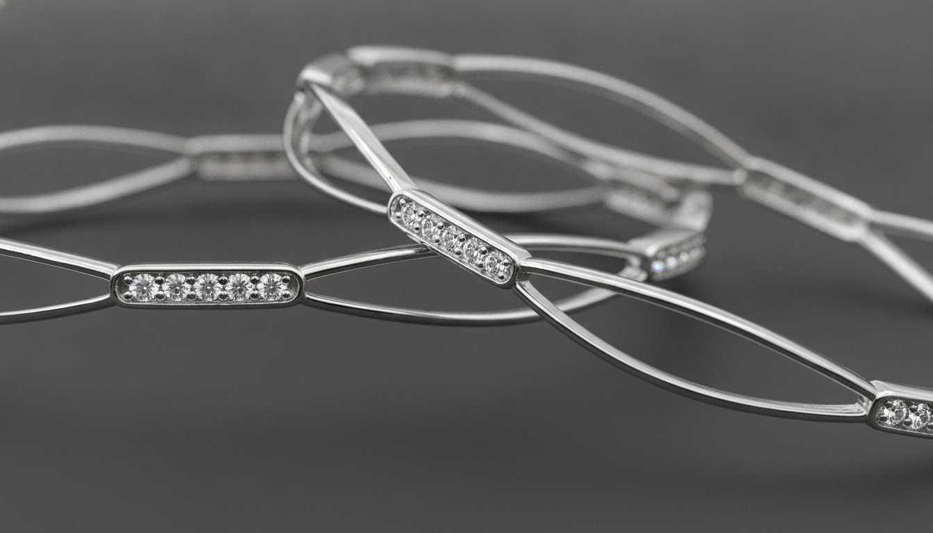 925 Silver Leaf Motif Bangles with Cubic Zirconia