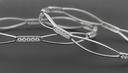 925 Silver Leaf Motif Bangles with Cubic Zirconia