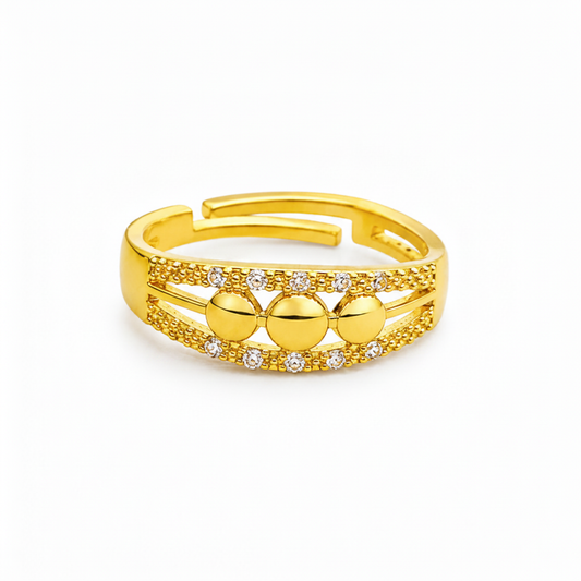 Trendy Triple Ball CZ Adjustable Ring for Women & Girls