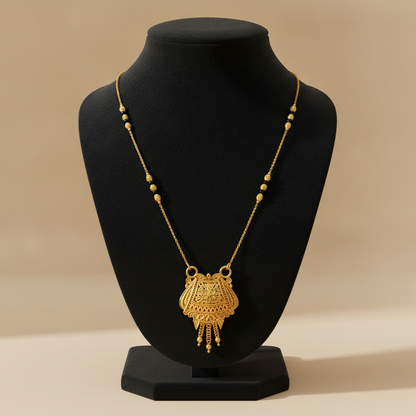 NUGOLD Ethnic Black Bead Mangalsutra with Antique Pendant
