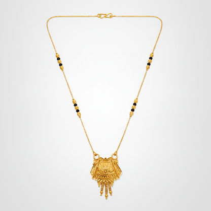 NUGOLD Ethnic Black Bead Mangalsutra with Antique Pendant